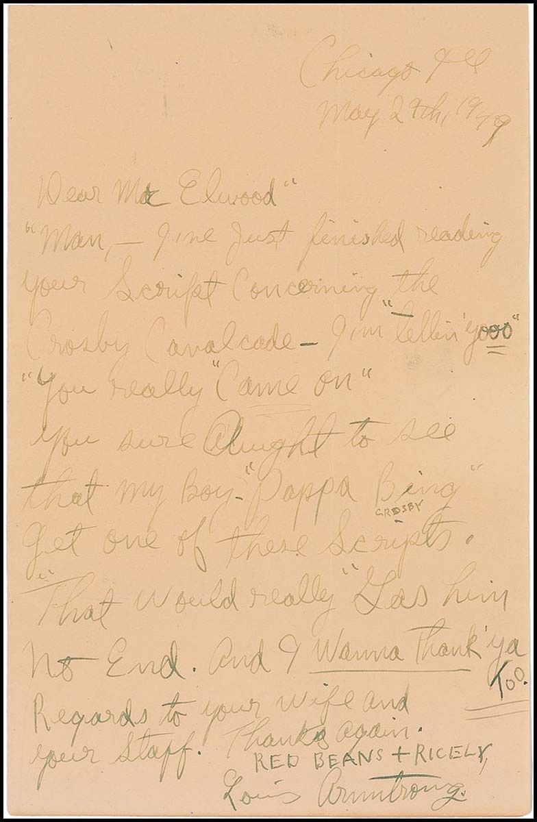 LOUIS LETTER ABOUT BING 1949